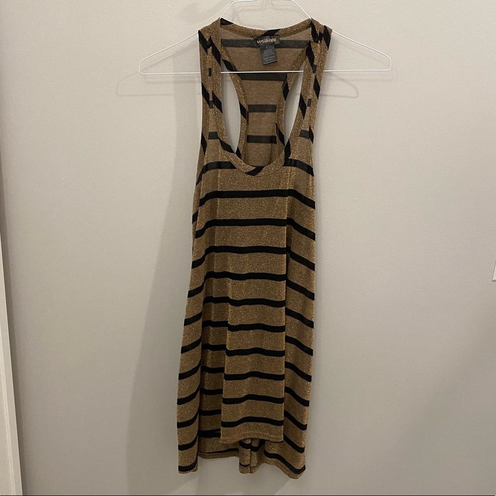 Stella Cruz Gold and Black Striped Tank Top